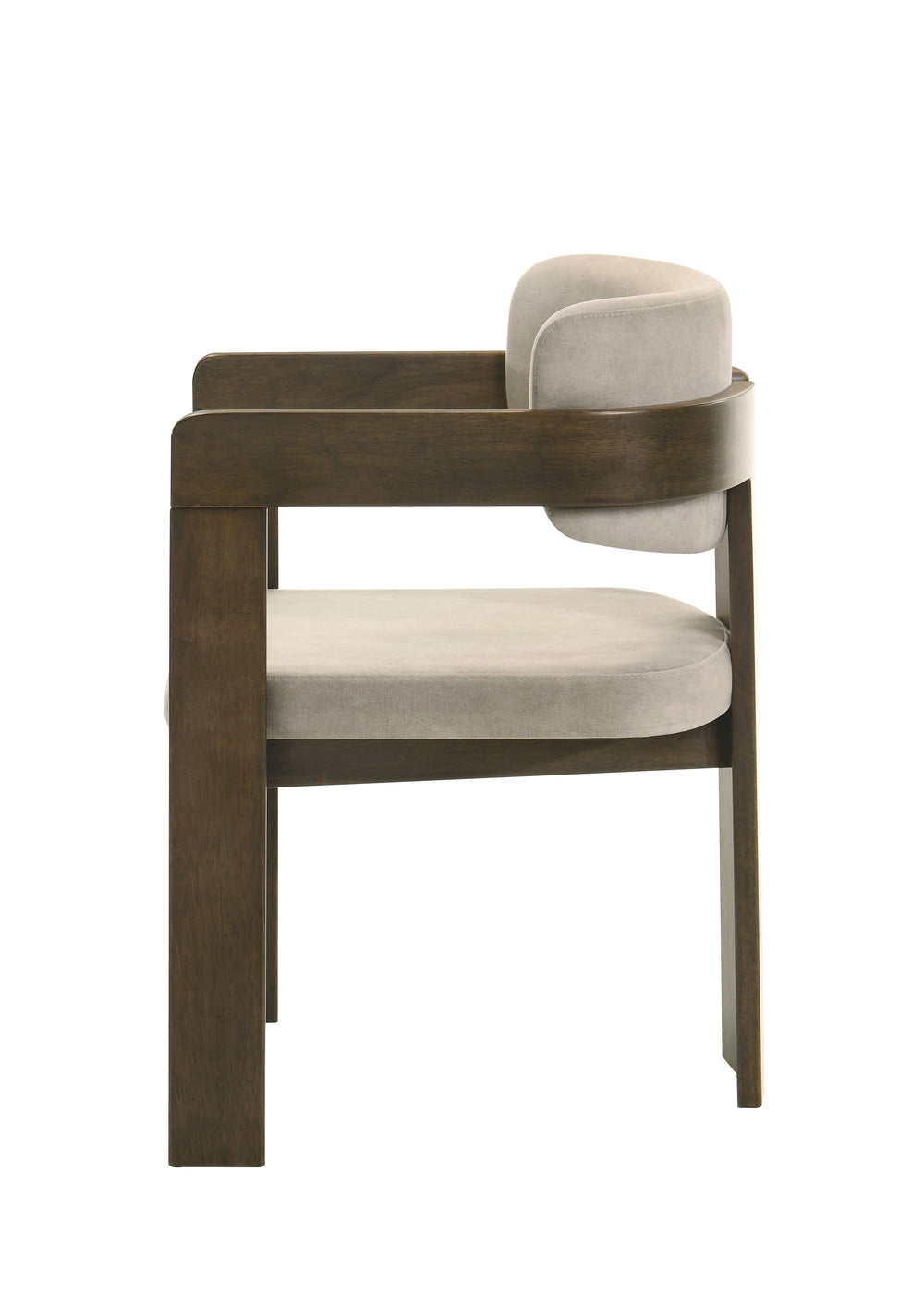 English Elm Destin Light Gray Polished Microfiber Side Chair with Walnut Finish, Padded Comfort & Durable Frame B2726P246631