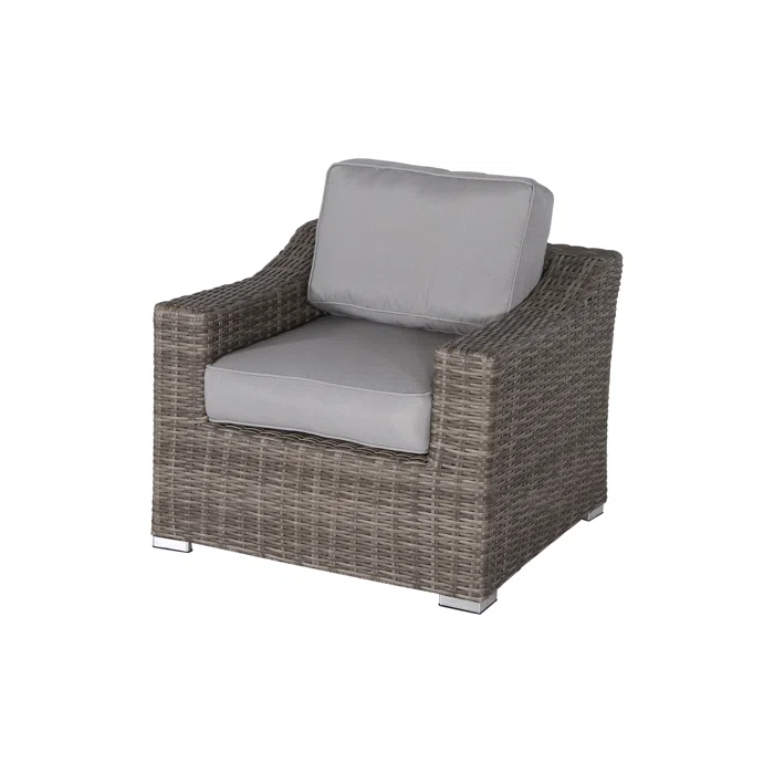 English Elm Chic Rattan Wicker 3-Piece Outdoor Conversation Set — Fully Assembled, Plush Removable Cushions, Weather-Resistant Elegance B120S00023