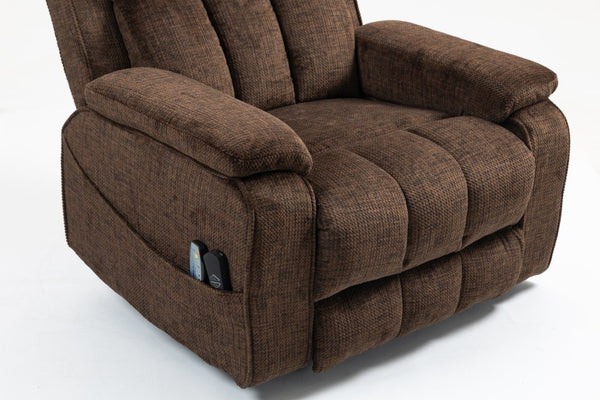 English Elm Oversized Power Lift Recliner with Heat Massage Lay Flat Design and Usb Charging Port Chocolate W547S00081
