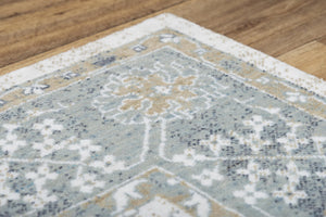 Alora Decor Elect Elect Motif Runner 2'6"X8' - 100% Recycled Polyester Low-Profile Rug, Durable Traditional Gray Beige Elegance 01701710100372608