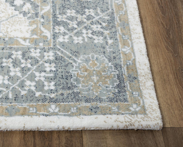 Alora Decor Elect Eco-Friendly Motif Rug By Alora DéCor — Recycled Polyester, Traditional Floral Border, Durable 9' x 12' 01701710100370912