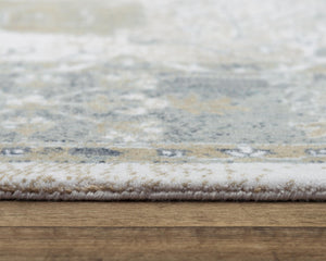 Alora Decor Elect Elect Motif Runner 2'6"X8' - 100% Recycled Polyester Low-Profile Rug, Durable Traditional Gray Beige Elegance 01701710100372608