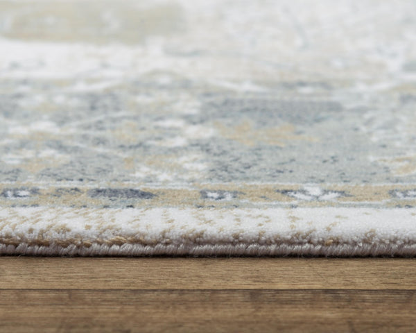 Alora Decor Elect Elect Motif Runner 2'6"X8' - 100% Recycled Polyester Low-Profile Rug, Durable Traditional Gray Beige Elegance 01701710100372608