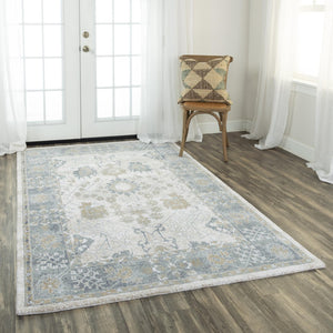 Alora Decor Elect Elect Motif Runner 2'6"X8' - 100% Recycled Polyester Low-Profile Rug, Durable Traditional Gray Beige Elegance 01701710100372608