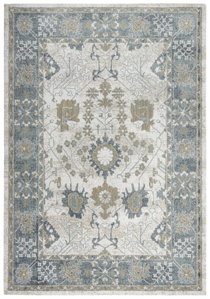 Alora Decor Elect Elect Motif Runner 2'6"X8' - 100% Recycled Polyester Low-Profile Rug, Durable Traditional Gray Beige Elegance 01701710100372608