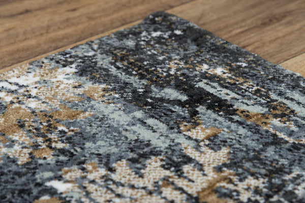 Alora Decor Elect Abstract Runner Rug — Eco 100% Recycled Polyester, Power-Loomed Durability, Charcoal Gray Accent 01701710200162608