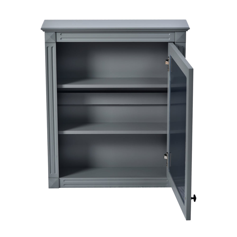 English Elm 24'' 24'' Wall Mounted Bathroom Mirror Cabinet with Adjustable Shelves, Space-Saving Modern Storage Solution Grey N710P195492E