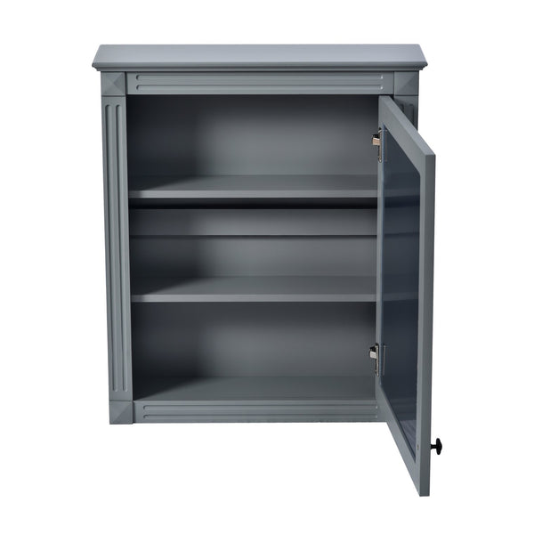 English Elm 24'' 24'' Wall Mounted Bathroom Mirror Cabinet with Adjustable Shelves, Space-Saving Modern Storage Solution Grey N710P195492E