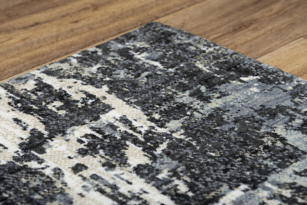Alora Decor Elect Abstract Rug In Charcoal And Gray With Ivory Accents, Sustainable Recycled Polyester Modern Rug 9' x 12' 01701710400330912