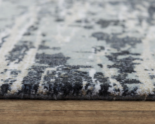 Alora Decor Elect Abstract Rug In Charcoal And Gray With Ivory Accents, Sustainable Recycled Polyester Modern Rug 9' x 12' 01701710400330912