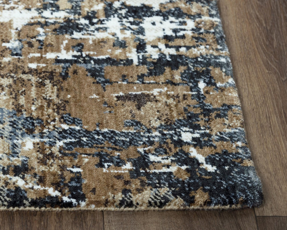 Alora Decor Elect Abstract Runner Rug 2'6"X8' Plush 100% Recycled Polyester — Modern Woodsy Charcoal Gray Palette, Durable Power-Loomed Finish 01701710500122608