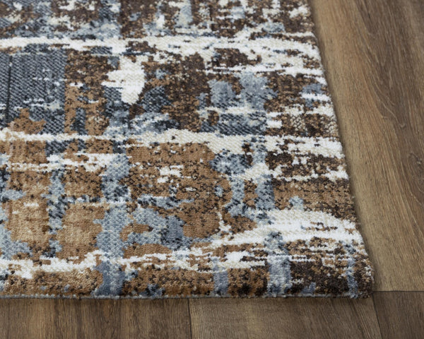 Alora Decor Elect Abstract Rug With Recycled Polyester, Modern Gray-Brown Ivory Palette For High Traffic Areas 9' x 12' 01701710600460912