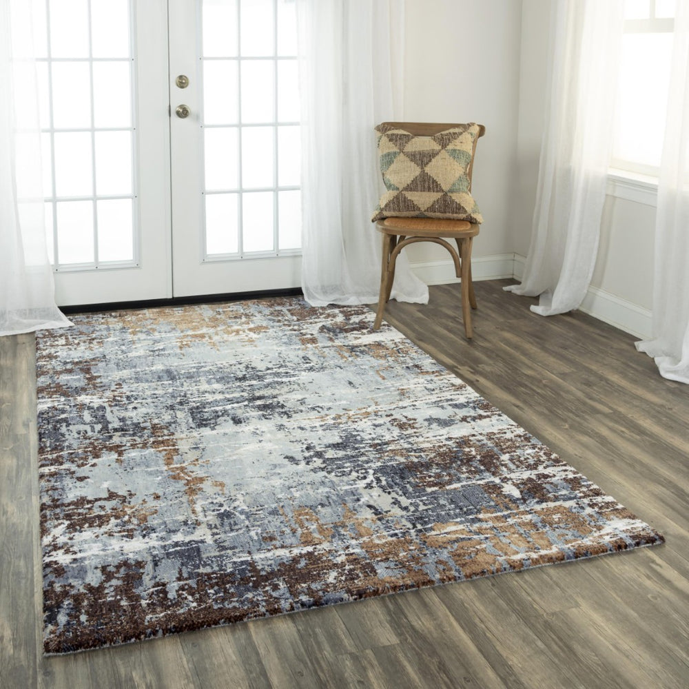 Alora Decor Elect Abstract Rug With Recycled Polyester, Modern Gray-Brown Ivory Palette For High Traffic Areas 9' x 12' 01701710600460912