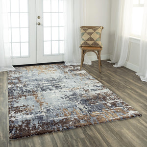Alora Decor Elect Abstract Rug With Recycled Polyester, Modern Gray-Brown Ivory Palette For High Traffic Areas 9' x 12' 01701710600460912