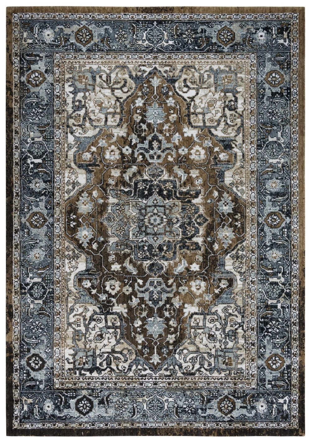 Alora Decor Elect Brown Runner Rug Recycled Polyester Persian-Inspired Medallion 2'6"X8' Durable Hallway Accent 01701710700542608