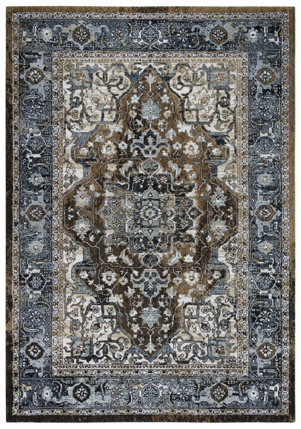 Alora Decor Elect Brown Runner Rug Recycled Polyester Persian-Inspired Medallion 2'6"X8' Durable Hallway Accent 01701710700542608