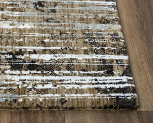 Alora Decor Elect Abstract Elect Brown Crosshatch Rug — Plush Recycled Polyester, Gradient Neutrals, Modern Texture 8' x 10' 01701710800040810