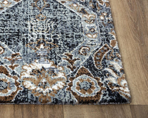 Alora Decor Elect Gray Hybrid Runner Rug 2'6"X8' — 100% Recycled Polyester, Transitional Floral-Hexagon Design, Low Pile Durable Care-Friendly Elegance 017017110ZO002608