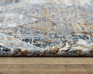Alora Decor Elect Gray Hybrid Runner Rug 2'6"X8' — 100% Recycled Polyester, Transitional Floral-Hexagon Design, Low Pile Durable Care-Friendly Elegance 017017110ZO002608