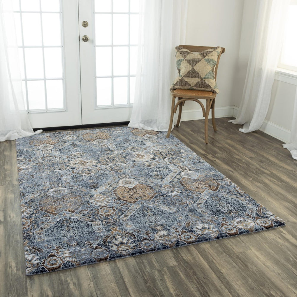 Alora Decor Elect Gray Transitional Rug With Faded Hexagon Medallions, Recycled Polyester, Durable Hybrid Finish 10' x 13' 017017110ZO000113
