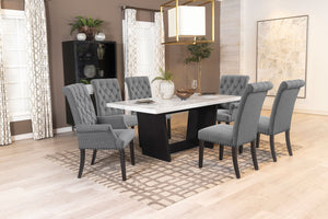 English Elm 2pc Plush Button-Tufted High Back Dining Chairs with Rolled Top, Nailhead Trim and Tapered Legs Espresso,Gray 42.5 L x 13 W x 19.25 H B011P311395