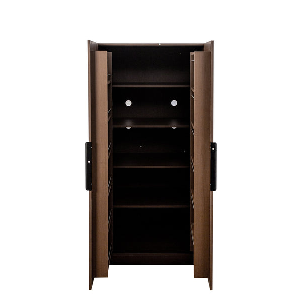 English Elm 62.99In Kitchen Pantry Cabinet - Stylish Walnut Storage Sideboard With Doors & Adjustable Shelves W331S00188