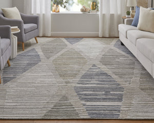 Feizy Rugs Elias Handwoven Area Rug - Modern Bohemian Elegance In Gray And Blue With Unique Abstract Design Ivory,Blue,Brown Viscose,Wool Els69fwfivyblup00