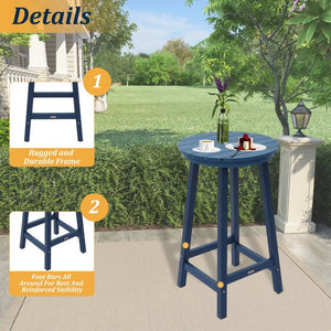 English Elm Patio Square Bar Table Weather Resistant Hips Wood Grain Finish for Deck or Pool T3609P482830