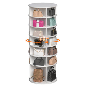 English Elm Rotating 7-Tier Spinning Shoe Rack Tower 360° Revolving Organizer, Space-Saving Sturdy White Holder W2699P222574