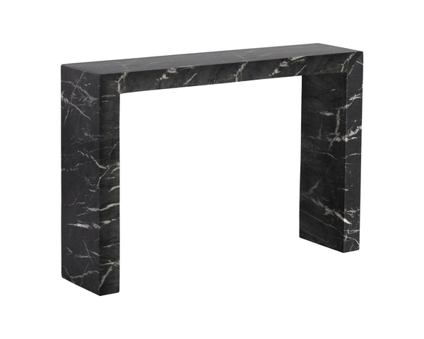 Sunpan Axle Console Table - Modern Concrete Design Perfect For Small Spaces With Chic Clean Lines Black Concrete 111916