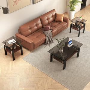 English Elm Set Of 2 Modern Tempered Glass Tea Tables - Sleek, Sturdy, And Stylish For Your Living Space Decor! W241P300310-GIGA