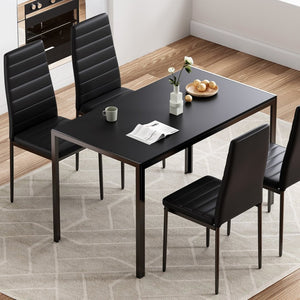English Elm Dining Table Mid Century Modern Mdf Top Steel Legs Seats Six Small Space T3623P433791