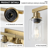 English Elm Golden 8-Light Vanity Light With Clear Glass Shades, Modern Iron Metal Bathroom Wall Fixture For Mirror, Ideal For Bathroom and Dressing Table (No Bulbs)