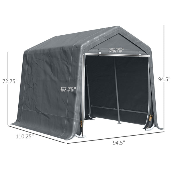 English Elm Outsunny Portable Carport Shelter with Steel Frame Anti-uv Pe Cover and Zipper Entry W2225P217230