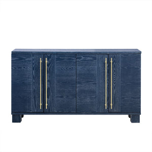 English Elm Trexm Ash Veneer Buffet with Gold Handles Matte Black Lacquer Dining Storage Antique Navy N715P232696M