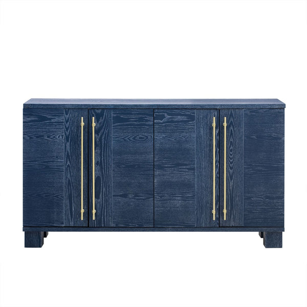English Elm Trexm Ash Veneer Buffet with Gold Handles Matte Black Lacquer Dining Storage Antique Navy N715P232696M