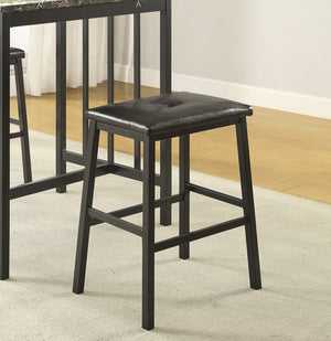 English Elm Black Edgar 3pc Counter Height Set with Faux Marble Top & Black Faux Leather Stools, Compact Bistro Chic B011P246322