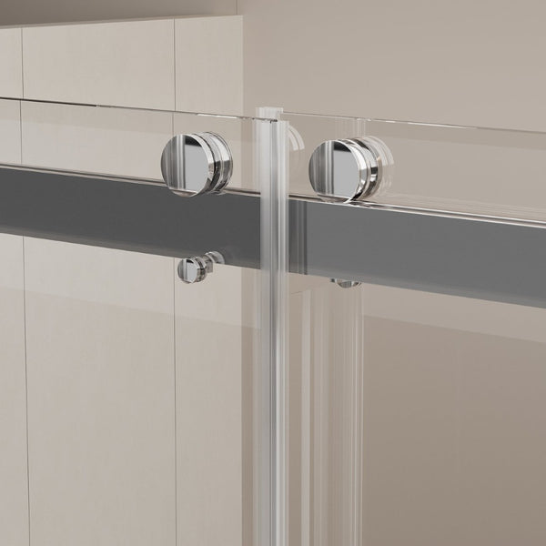 English Elm 56-60 in Frameless Bypass Tub Shower Door Soft Close Tempered Glass Brushed Nickel W1920P385331