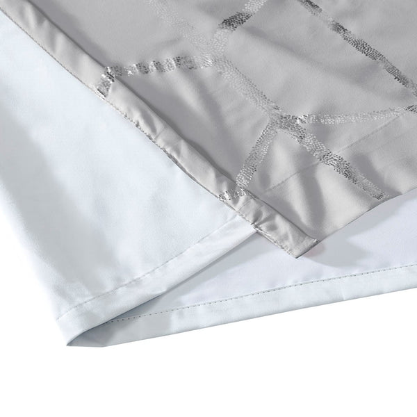 English Elm Total Blackout Metallic Raina Grommet Curtain Panel 50x84, Geometric Silver Print, Energy-Efficient 3-Pass Foamback Privacy Drapes B03596322