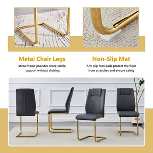 English Elm Table and Chair Set Oval Tempered Glass Top Six Seat Glam Dining with Arched Legs Dark Gray,Gold,Transparent W1151S04722