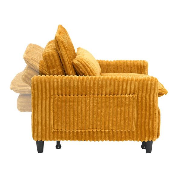 English Elm Yellow Corduroy Compact Sofa Bed for Small Spaces – Cozy Single Seat, Sponge Cushion, Solid Wood Frame W1658P290465