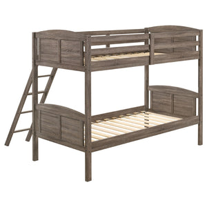 English Elm Wiley Rustic Weathered Brown Twin-Over-Twin Bunk Bed With Ladder – Perfect For Kids' Rooms! B062S00982-GIGA
