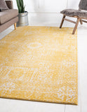 Unique Loom Tradition Bouquet Machine Made Medallion Rug Yellow, Ivory 9' 0" x 12' 2"