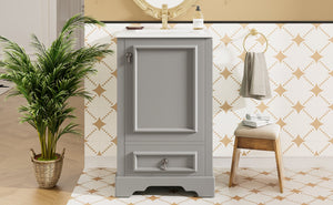 English Elm 20 Inch Bathroom Vanity with Ceramic Sink, Soft-Close Door, Adjustable Shelf, Smart Storage Organizing Design Grey N729P299505E