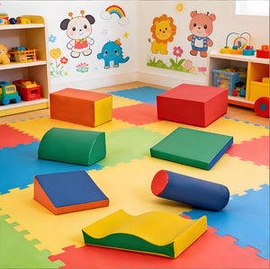 English Elm Baby Foam Climbing Block Set 7 Piece Modular Soft Play Gym for Toddler Activity T3971P439690