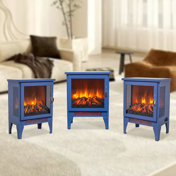 English Elm 18 Inch Freestanding Electric Fireplace Stove with 3d Led Flame and Matte Black Finish W1769P345280
