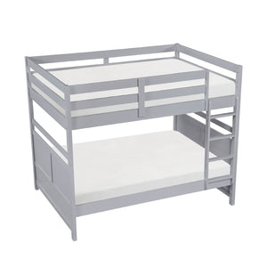English Elm Bunk Bed Twin Over Solid Wood Frame with Guard Rails for Kids Shared Rooms Gray B011S02319