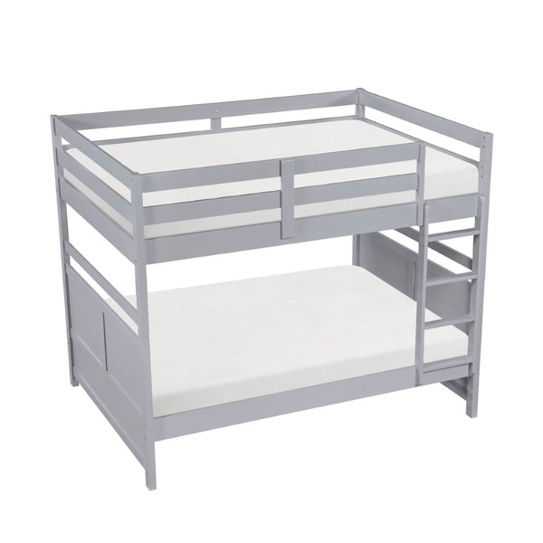 English Elm Bunk Bed Twin Over Solid Wood Frame with Guard Rails for Kids Shared Rooms Gray B011S02319