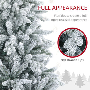 English Elm Homcom 6Ft Snow Flocked Artificial Christmas Tree With 994 Tips & Easy Setup For Festive Decor W2225P229178