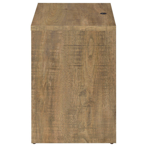 English Elm Geary Mango 2-Drawer Nightstand with LED Light, Dual Outlet, USB-A & USB-C Charging Ports, Compact Wood-Grain Storage B062P375561